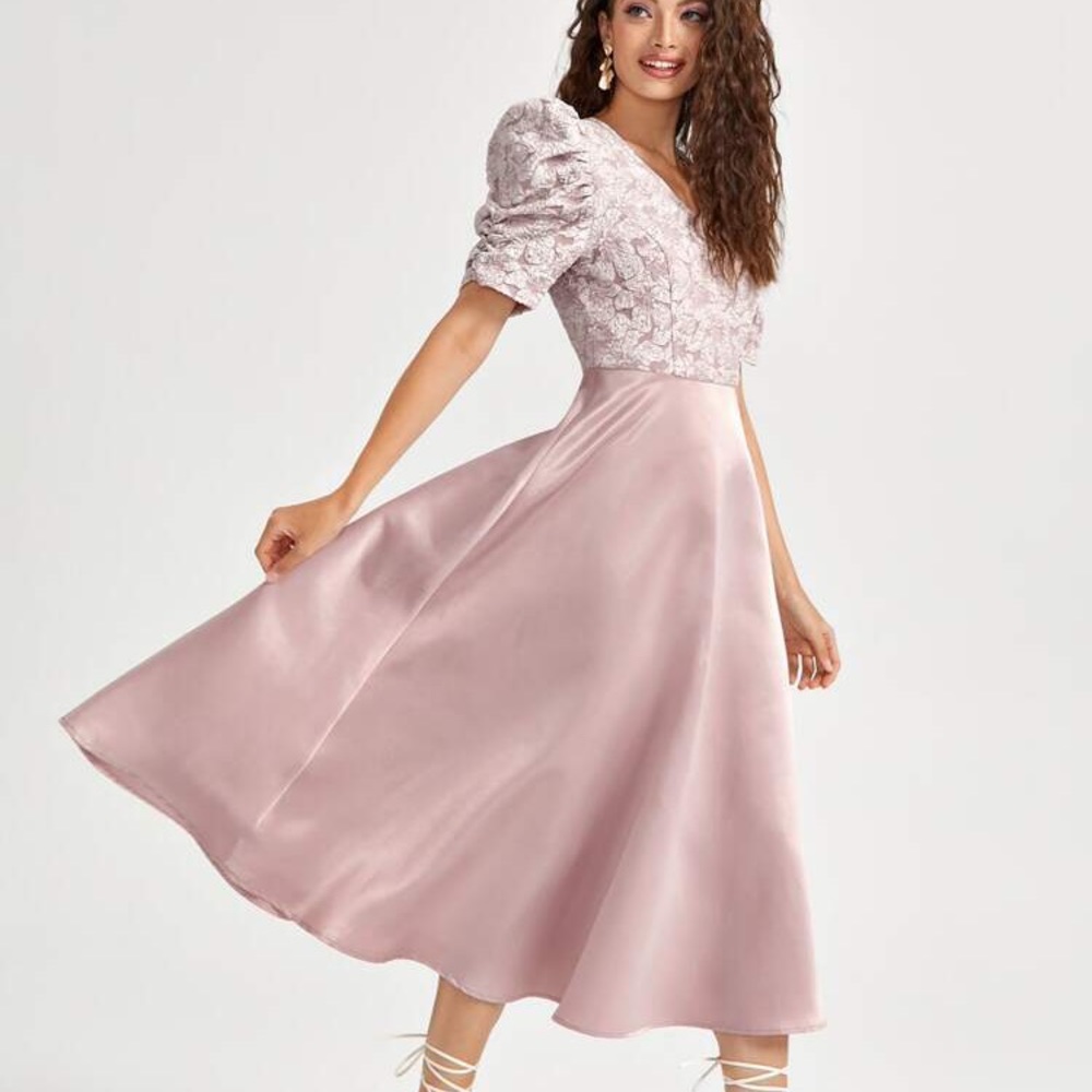 Rosy pink xs puff sleeve dress